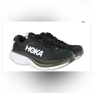 Hoka Men's Bondi 8 Black and White Athletic Shoes Size 8.5